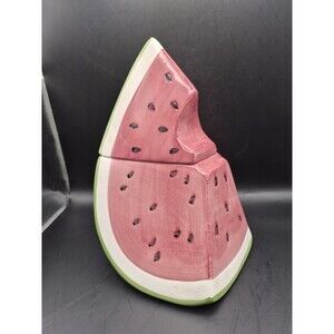 Watermelon Slice Ceramic Cookie Jar Candy Dish with Lid 11"×5"×5"